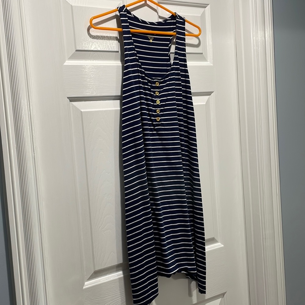 Lilly Pulitzer navy and white striped dress, sleeveless